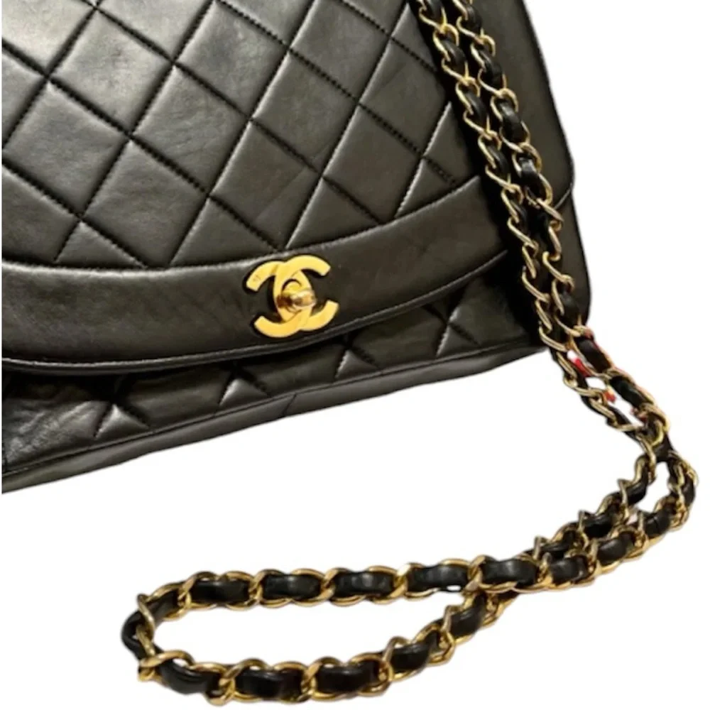 CHANEL DIANA 25 Single Flap Quilted Logo Lambskin Chain Bag - Picture 10 of 13